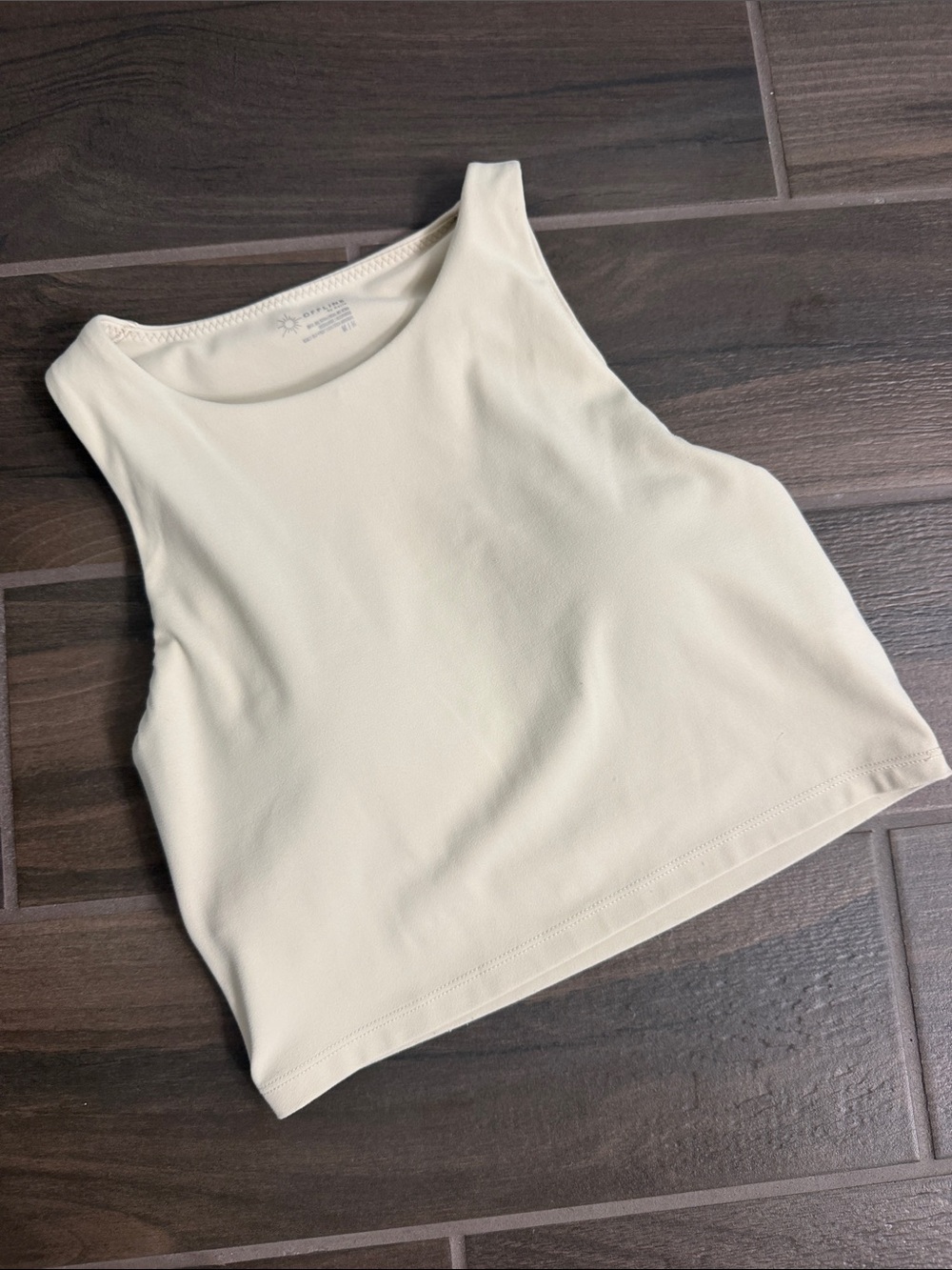 aerie Cream High-Neck Cropped Tank
